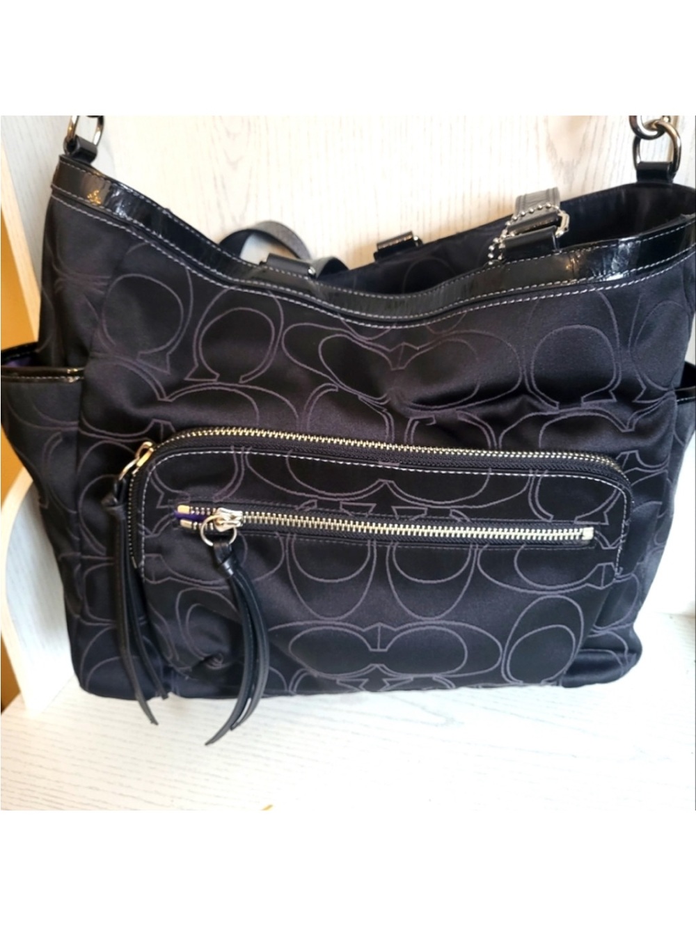 Coach Black Signature Nylon Baby Bag